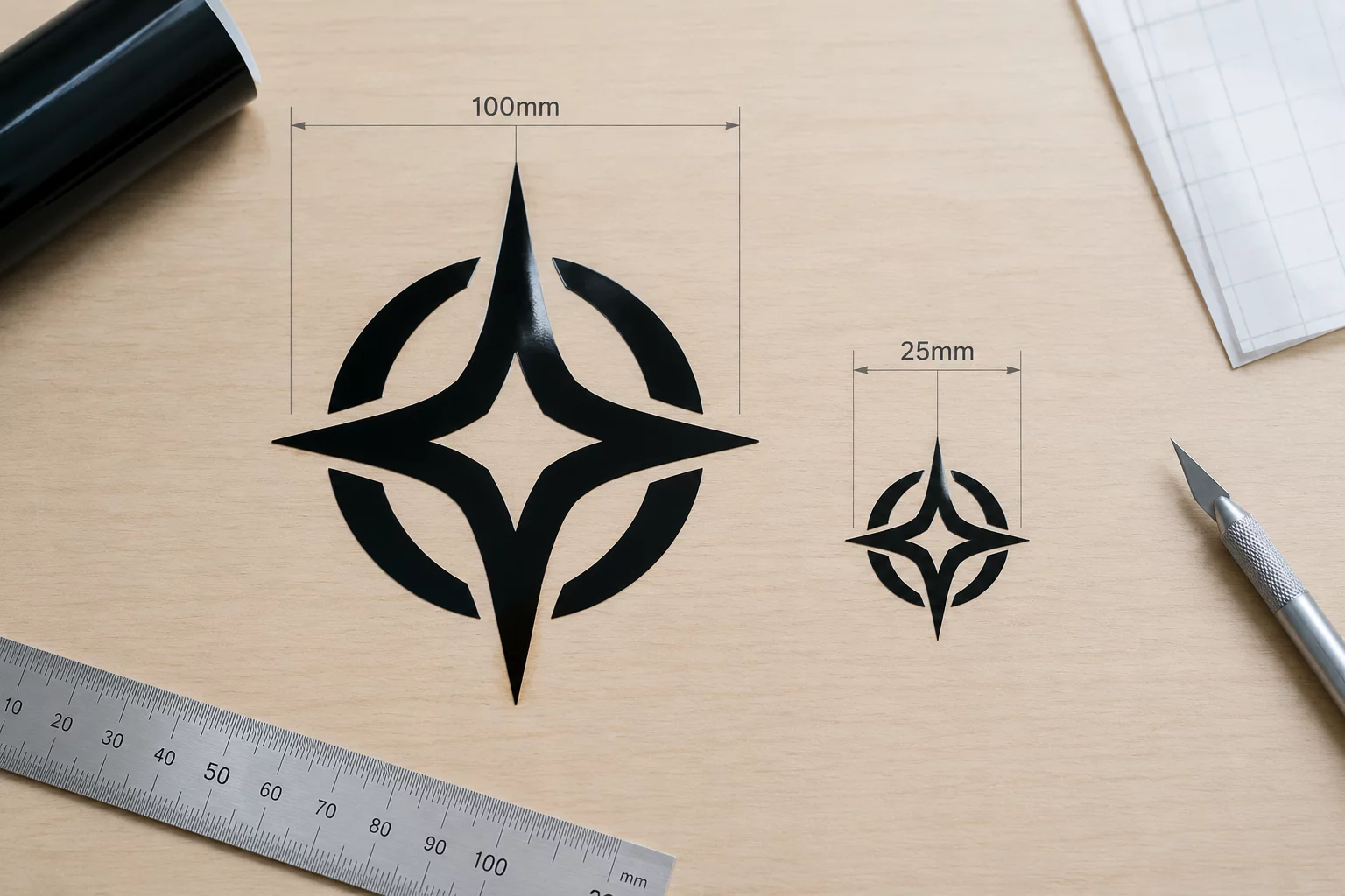 The Same Design at 100 mm and 25 mm
